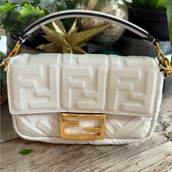 Fendi White and Gold Mini Baguette Bag - Picture 7 of 7